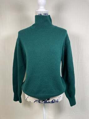 Banana Republic Women's Emerald Green Cotton-Blend Mock Neck Sweater Size M
